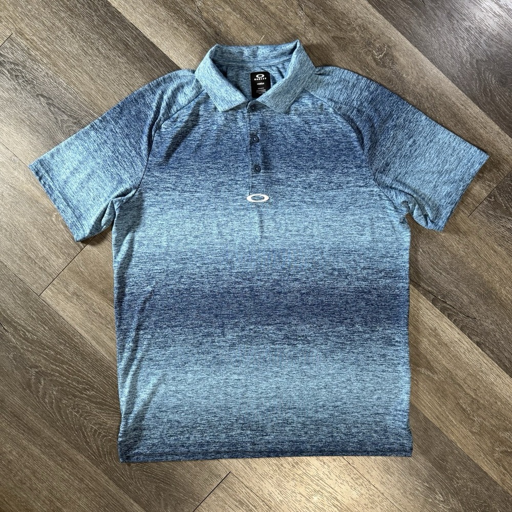 Oakley Polo Shirt Mens S Blue Ombre Hydrolix Golf Performance Activewear Top